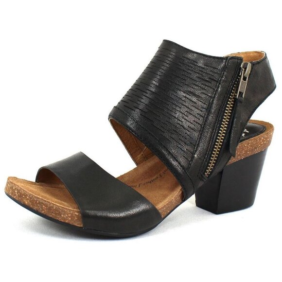 Söfft Milan Blk Italian Leather Gladiator Block heels Open toe Sandals side zip - Picture 2 of 14